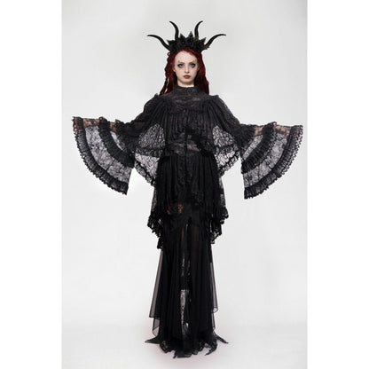 Dark in Love Zuri Vintage Lace Cape with Flowing Sleeves