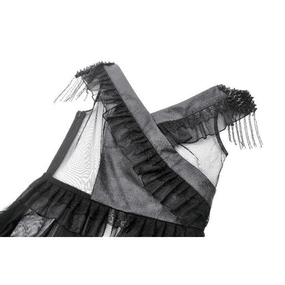 Dark in Love Seraphina Tiered Mesh & Ruffle Goth Gown