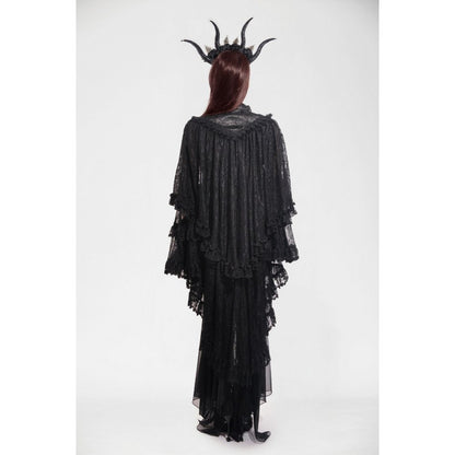 Dark in Love Zuri Vintage Lace Cape with Flowing Sleeves