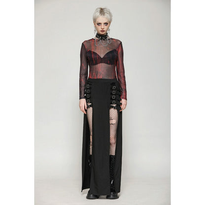 Dark in Love Phoenix Black Slit Metal Long Skirt