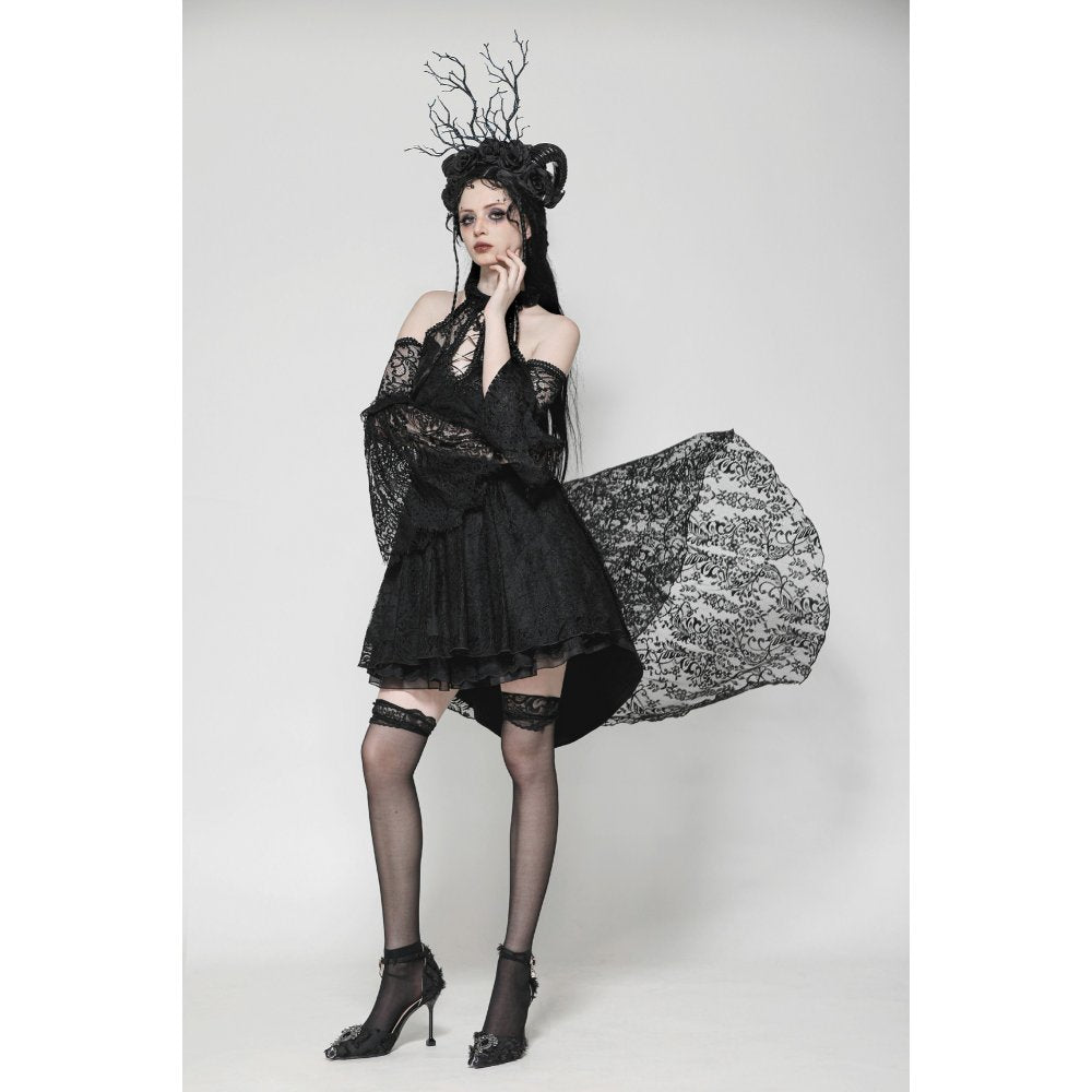 Dark in Love Gem Gothic Vine Lace Tail Dress