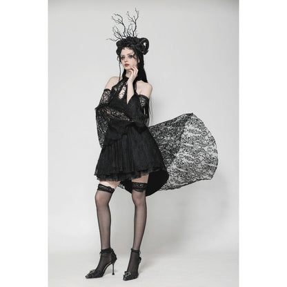 Dark in Love Gem Gothic Vine Lace Tail Dress