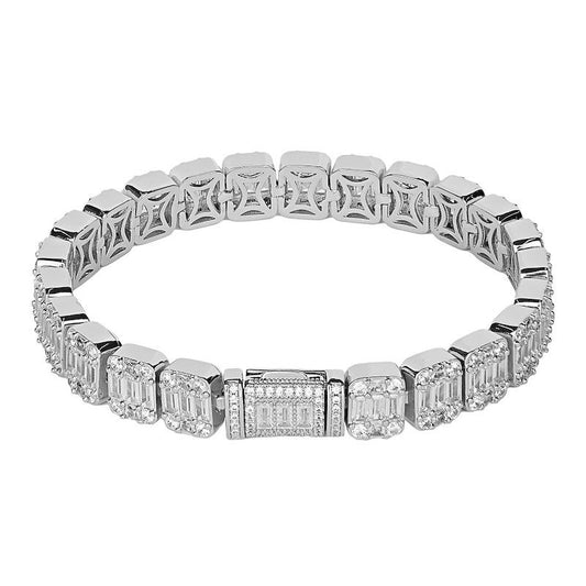 Baguette Tennis Bracelet (Silver) 8mm