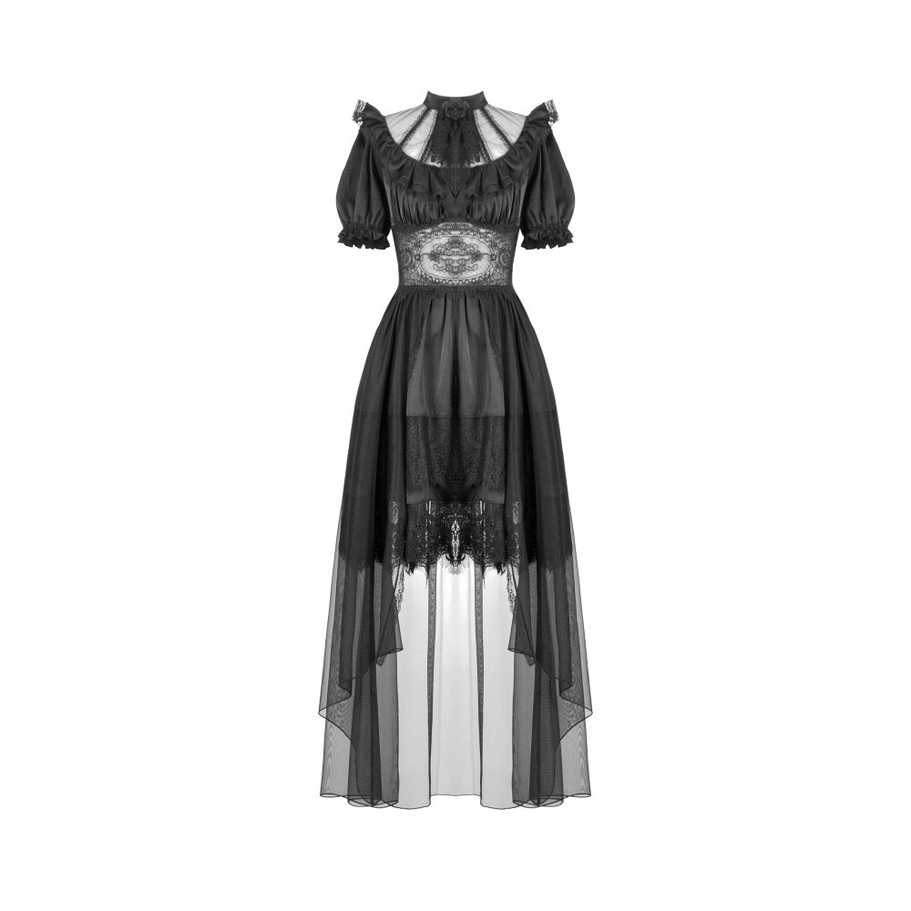 Dark in Love Ebon Rose High-Low Mesh & Lace Goth Dress