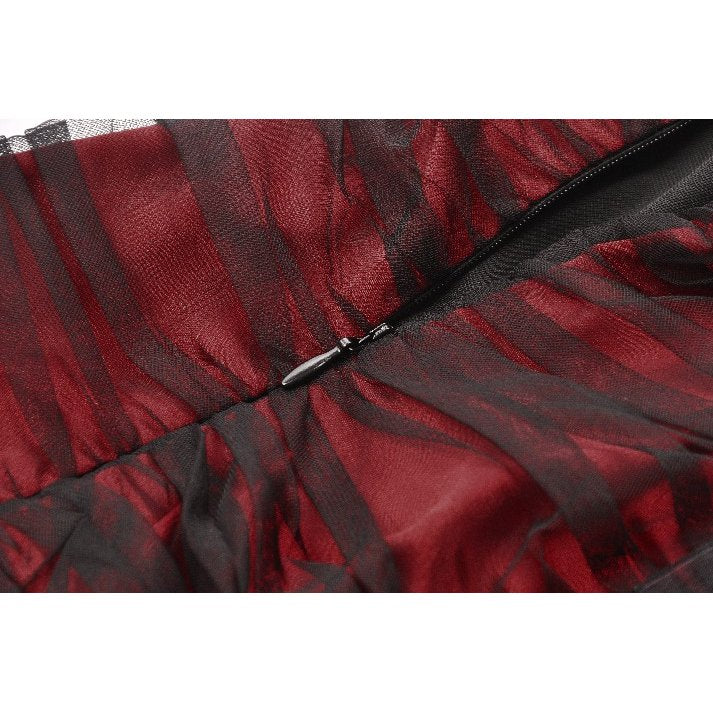 Dark in Love Lilith Red & Black Mesh Panel Goth Gown