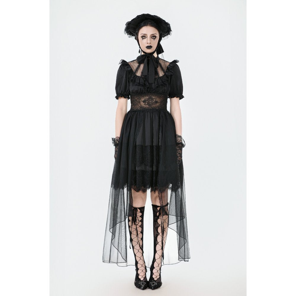 Dark in Love Ebon Rose High-Low Mesh & Lace Goth Dress