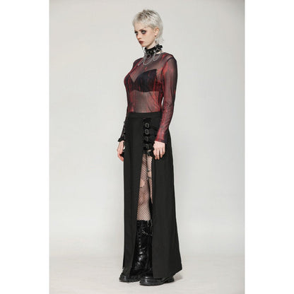 Dark in Love Phoenix Black Slit Metal Long Skirt