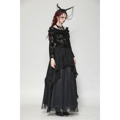 Dark in Love Bluebell Goth Off-Shoulder Velvet Lace Top