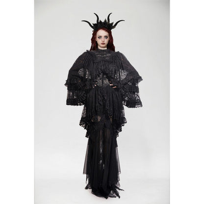 Dark in Love Zuri Vintage Lace Cape with Flowing Sleeves