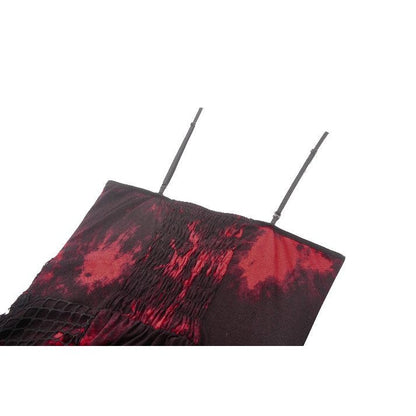 Dark in Love Bellatrix Red & Black Mesh Asymmetrical Dress