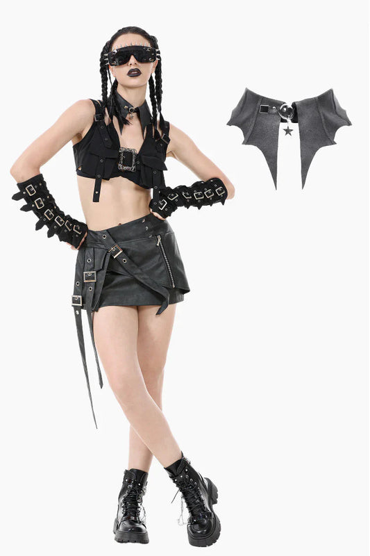 Dark in Love Belladonna Batwing Star Charm Collar