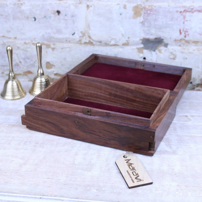 Betwa 20cm Wooden Trinket Box Floral Design Secret Lock