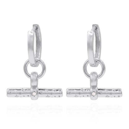 Cassia T-Bar Huggie Earrings | 925 Sterling Silver