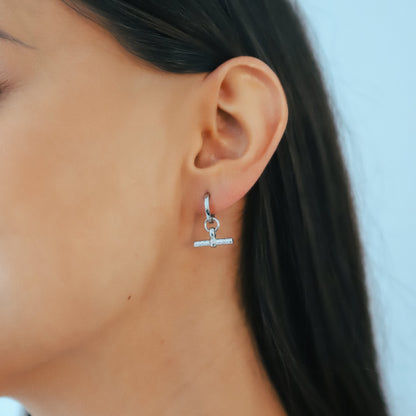 Cassia T-Bar Huggie Earrings | 925 Sterling Silver