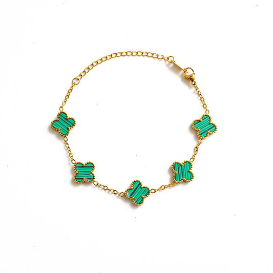 Gold Clover Bracelet (Green)