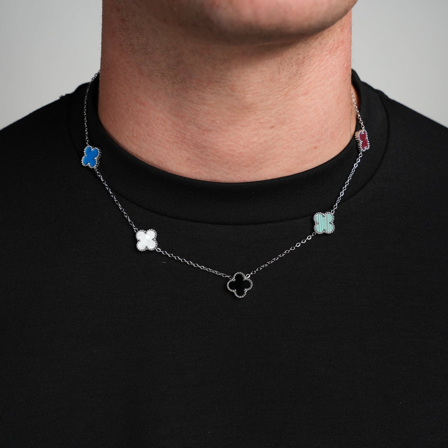 Silver Clover Necklace (Multi)