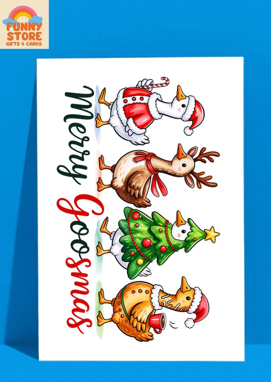 "Merry Goosmas" Funny Geese Christmas Card - A6 Size