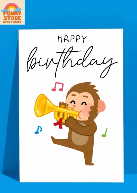 Funny Happy Birthday! Jazzy Monkey Birthday Card Sold by Funny Store