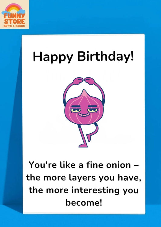 Funny Onion Layers "More Interesting" Birthday Card Sold by Funny Store