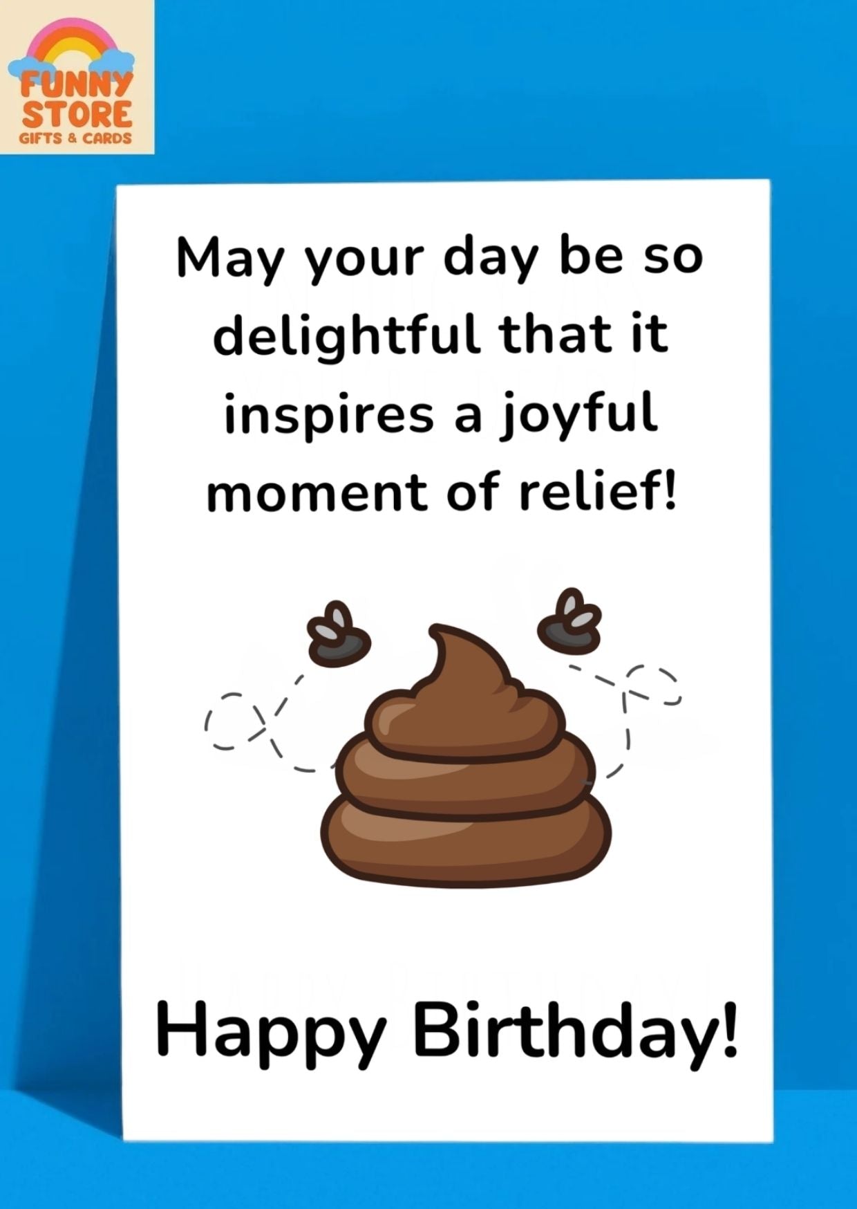 Dark Humour "Joyful Moment of Relief" Poop Birthday Card Sold by Funny Store