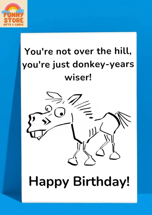 Humorous Aging Donkey Birthday Card Sold by Funny Store