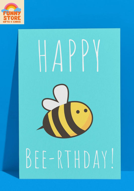 Funny Happy Bee-rthday! Funny Birthday card Sold by Funny Store