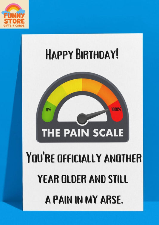 Funny The Pain Scale Happy Birthday Funny Card Sold by Funny Store