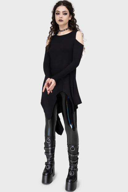 Killstar Darkwaves & Raves Hi-Shine PU Leggings