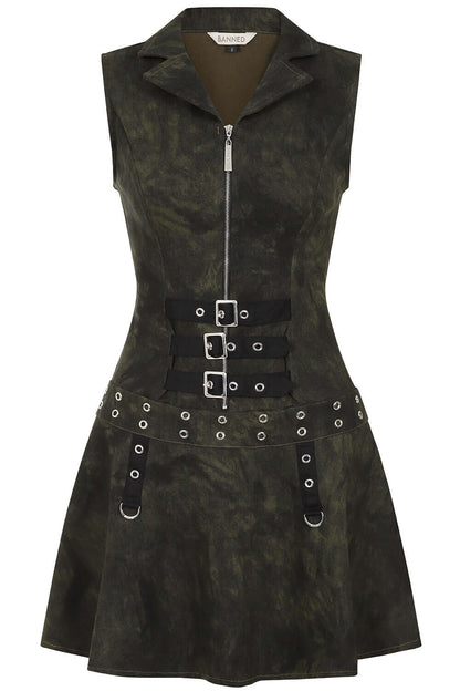 Banned Apparel Astrid Dress in Army Green