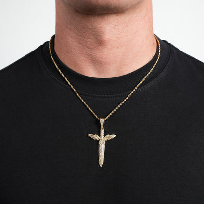 Iced Dagger Wing 21 Pendant (Gold)
