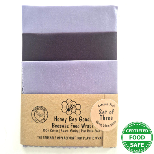 *Set of 3 Handmade Beeswax Wraps | Earth Tones Plum