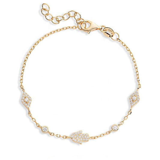 Eina Hamsa Hand & Evil Eye Bracelet | 18K Gold Plated