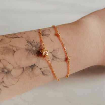 Esha Double Chain Star Bracelet | 18k Gold Plated