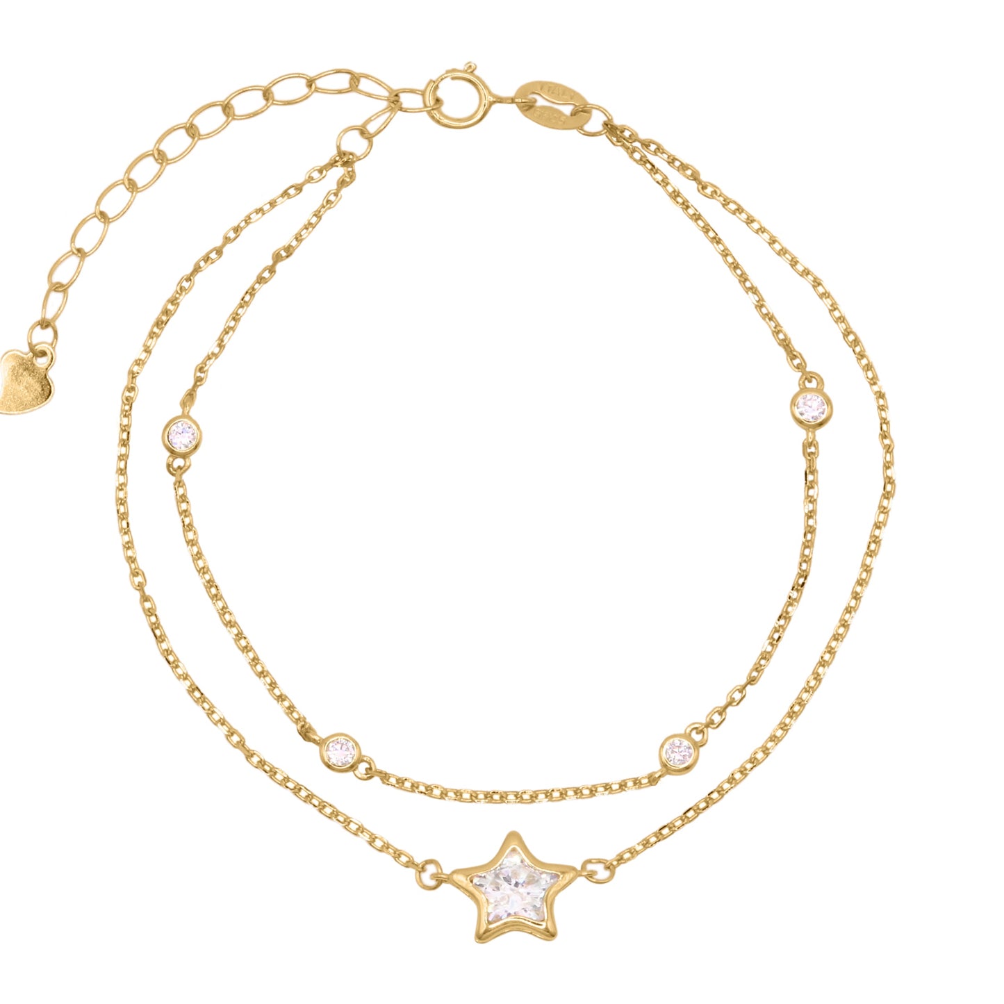 Esha Double Chain Star Bracelet | 18k Gold Plated