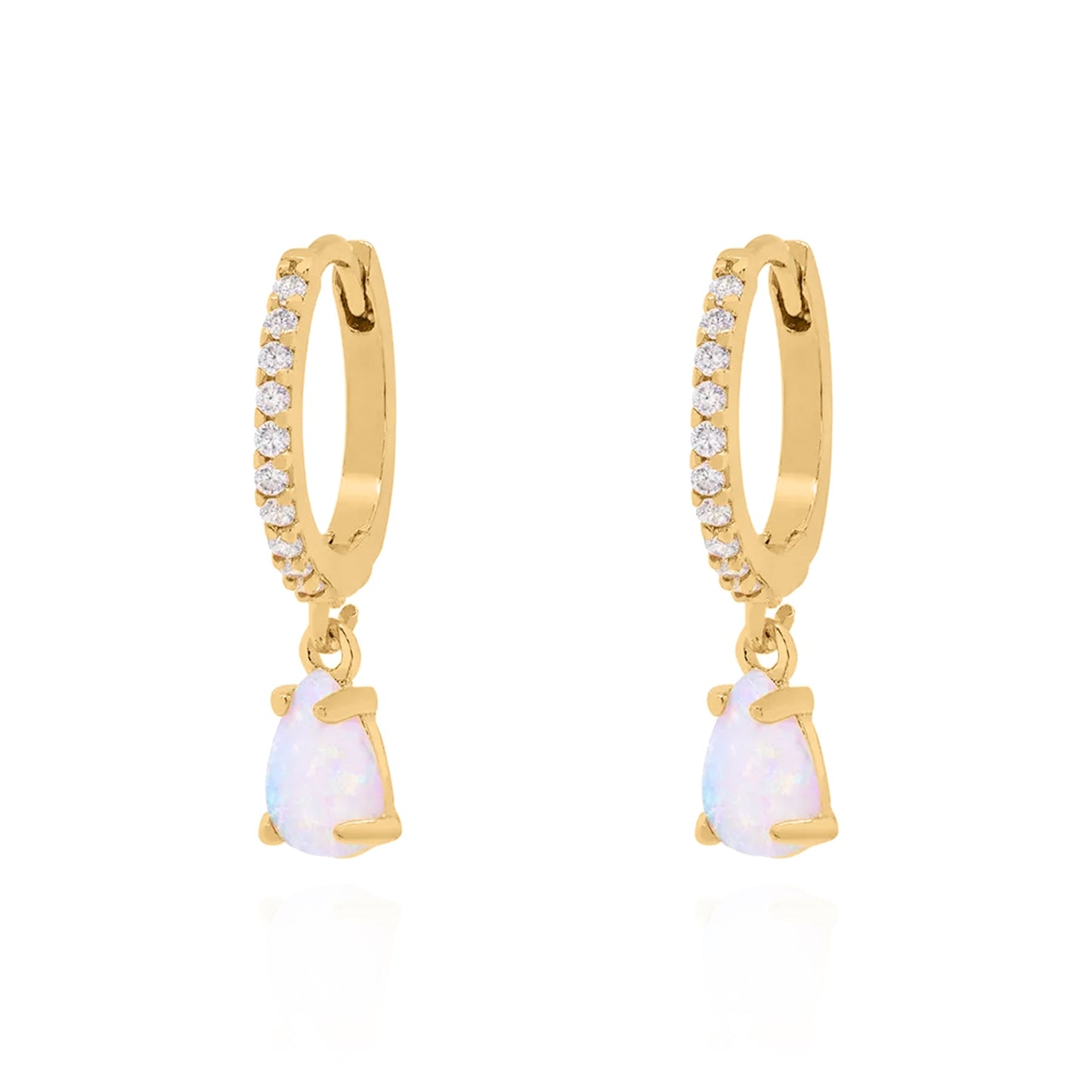 Eva Opal Charm Drop Huggies | 18k Gold Plated