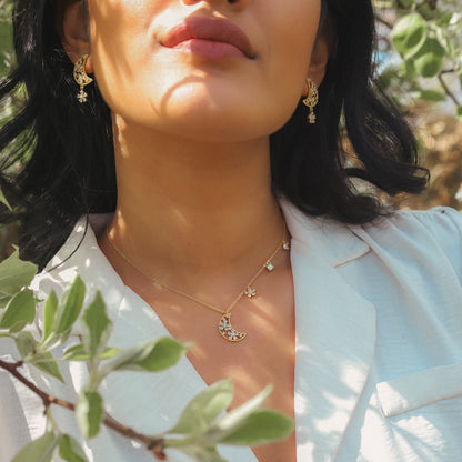 Posie Flower Moon Earrings | 18k Gold Plated