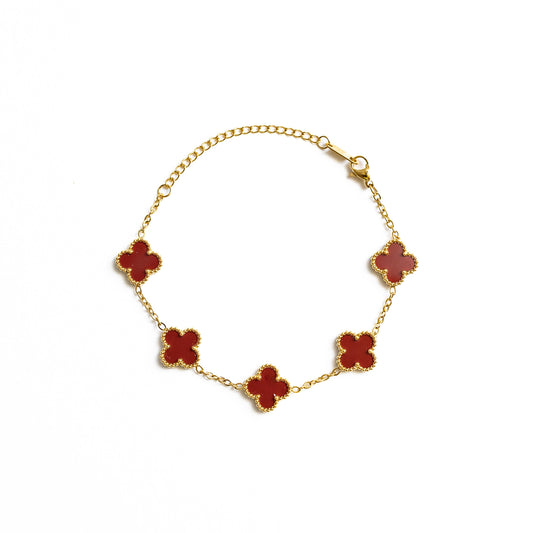Gold Clover Bracelet (Wine)