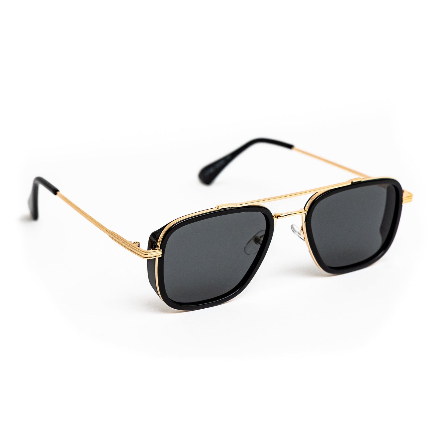 Gold Double Bridge Shades (Black Lens)