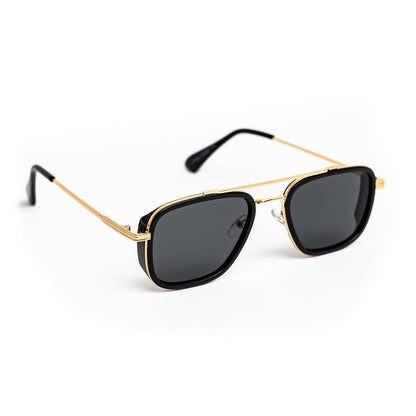 Gold Double Bridge Shades (Black Lens)
