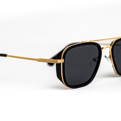 Gold Double Bridge Shades (Black Lens)