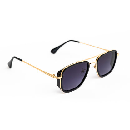 Gold Double Bridge Shades (Blue Lens)