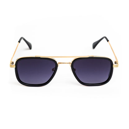Gold Double Bridge Shades (Blue Lens)