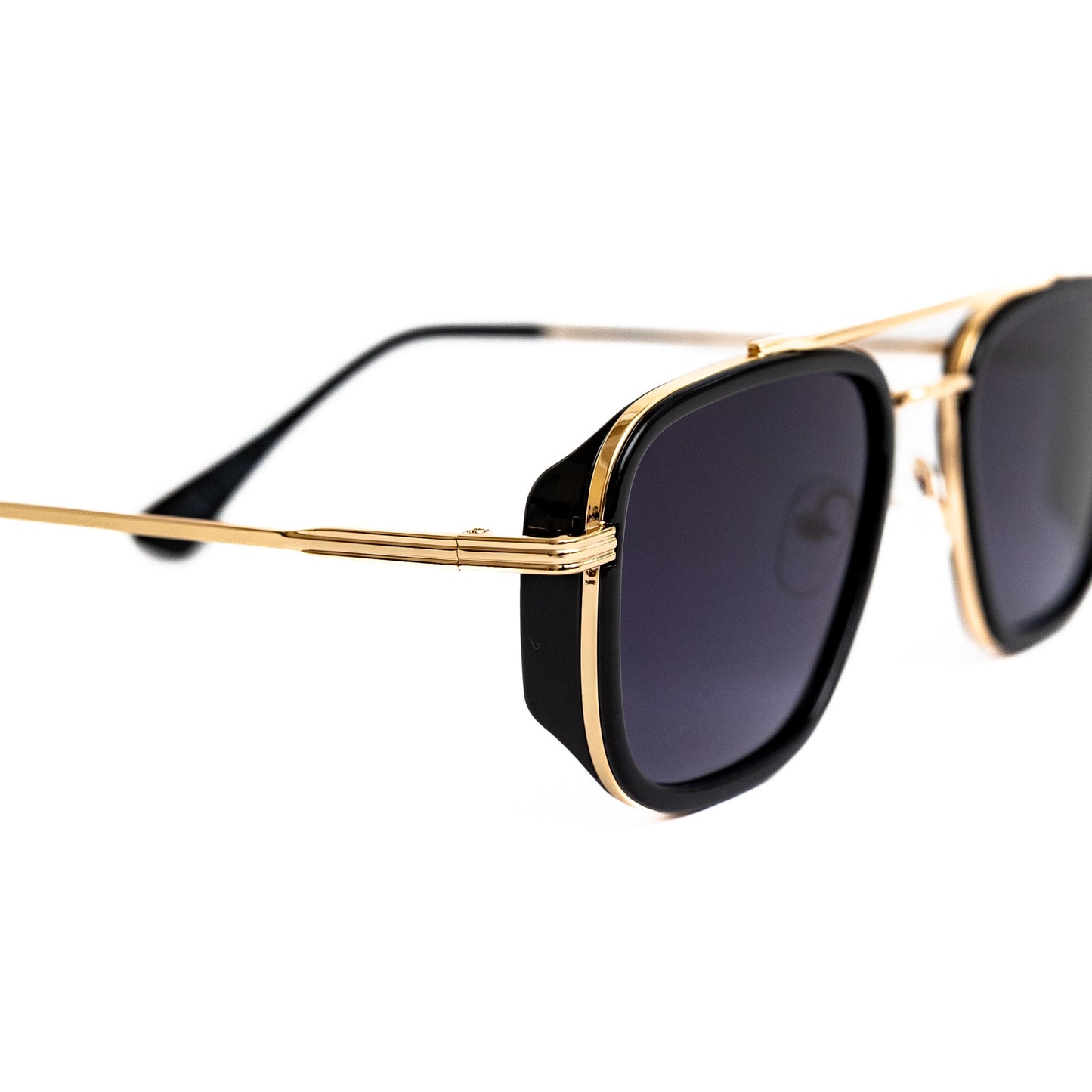 Gold Double Bridge Shades (Blue Lens)