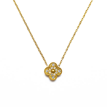 Diamond Single Clover Necklace (Gold)