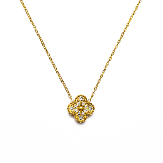 Diamond Single Clover Necklace (Gold)