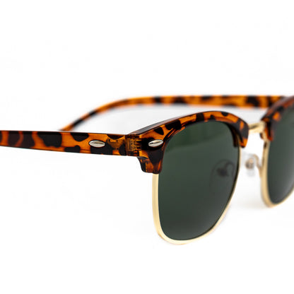 Leopard Retro Half Frame Shades