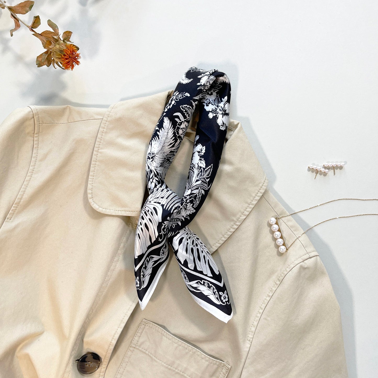 Fern Fantasy Silk Scarf - 53cm Women's Bandana