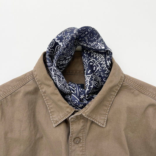 Navy Heritage Paisley Silk Scarf - 53cm Hand-Rolled Unisex Bandana