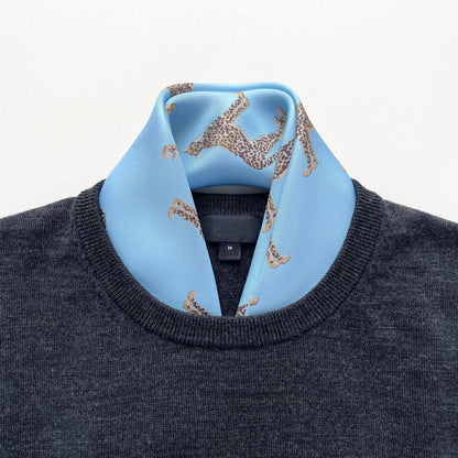 Leopard Chic Silk Scarf - 65cm Hand-rolled Bandana Scarf for Women & Men