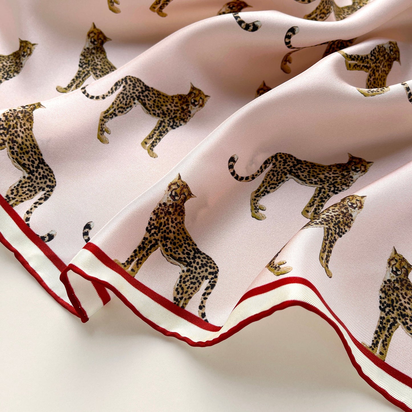 Leopard Chic Silk Scarf - 65cm Hand-rolled Bandana Scarf for Women & Men